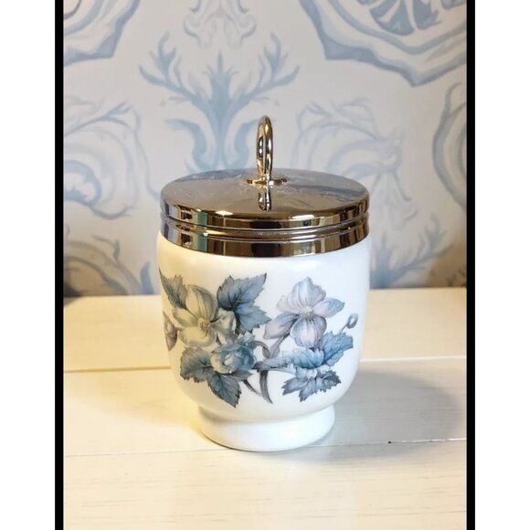 Royal Worcester England Rhapsody Blue Floral Egg Coddler - Picture 1 of 5